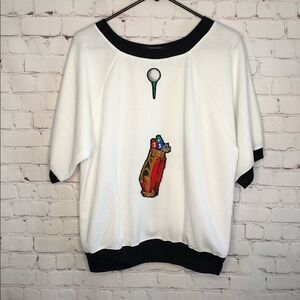 VTG 90s Shirt Polo Golf Theme Short‎ Sleeve Women L.